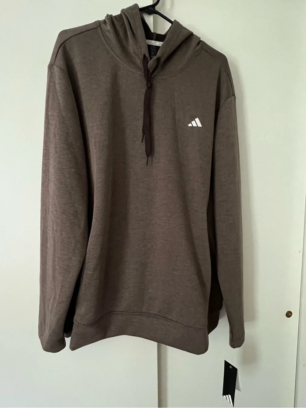 adidas Men's Brown Pullover Hoodie with Small Logo